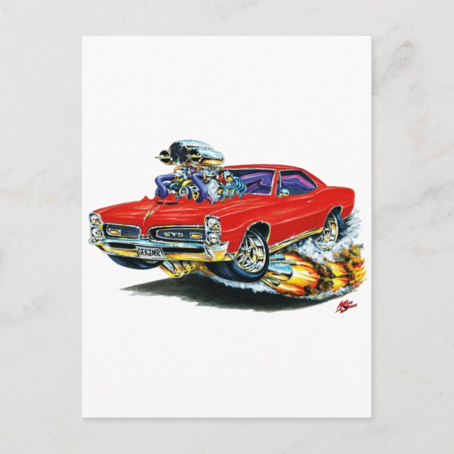 1966-67 GTO Red Car Vykort (Framsida)