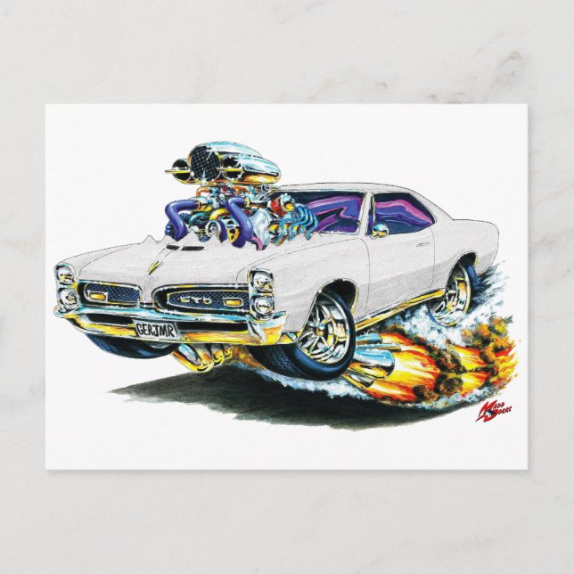 1966-67 GTO Vitbil Vykort (Framsida)