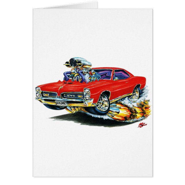 1966-67 röd bil för GTO Hälsningskort (Framsidan)
