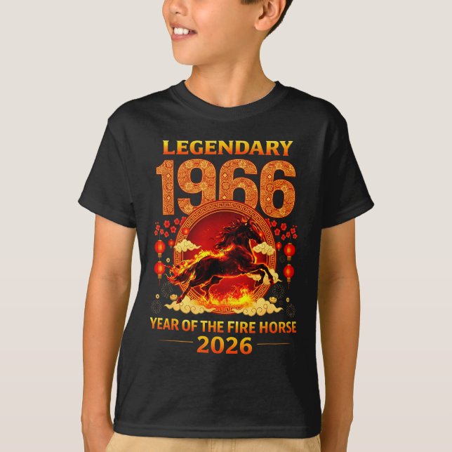 1966 År av eld hästen 60-årsdag kinesiska  T Shirt (Framsida)