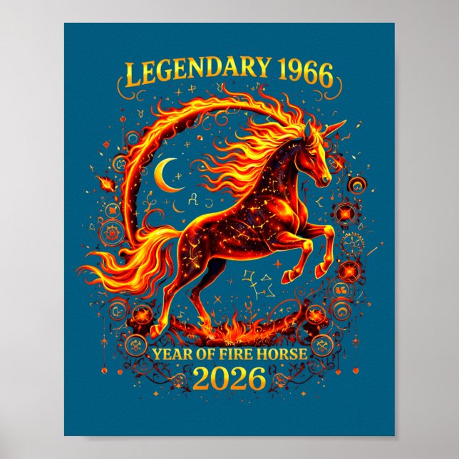 1966 År Eldhäst 60:e Illustration Poster (Framsidan)