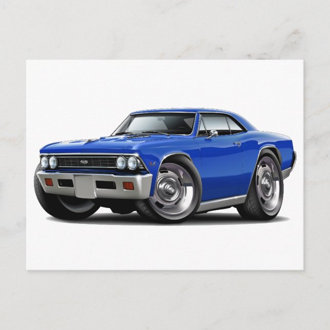 1966 Chevelle Blå Bil Vykort (Framsida)