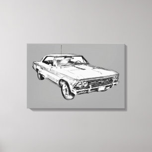 1966 Chevy Chevelle SS 396 Illustration Canvastryck