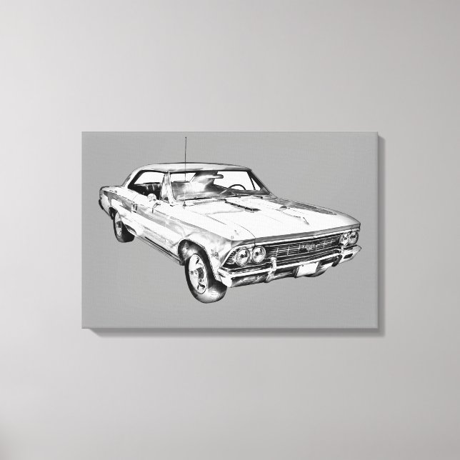 1966 Chevy Chevelle SS 396 Illustration Canvastryck (Framsida)