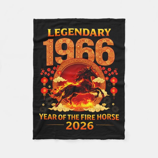 1966 Eldens Häst År 60-årsdag Kinesisk  Fleecefilt (Framsidan)