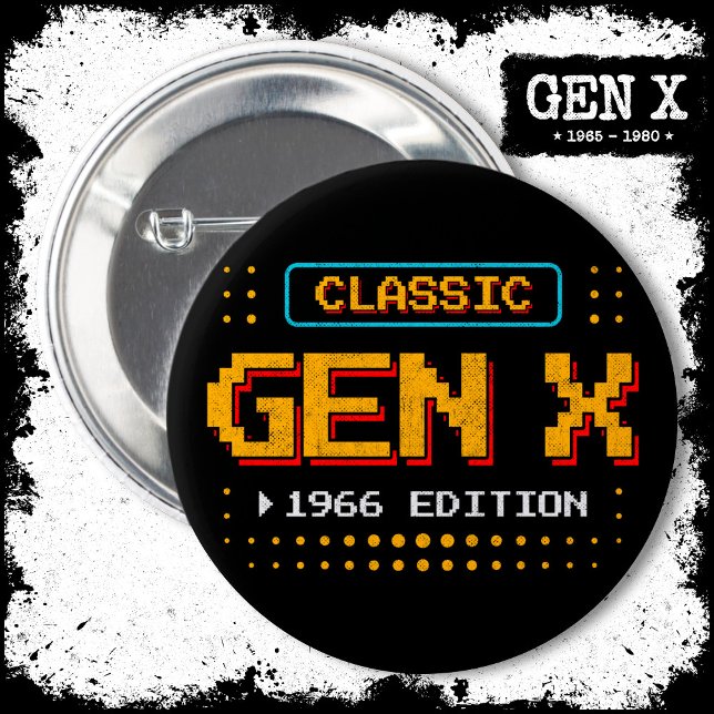 1966 Gen X Classic Retro Gamer-spel, födelsedag Knapp (Skapare uppladdad)