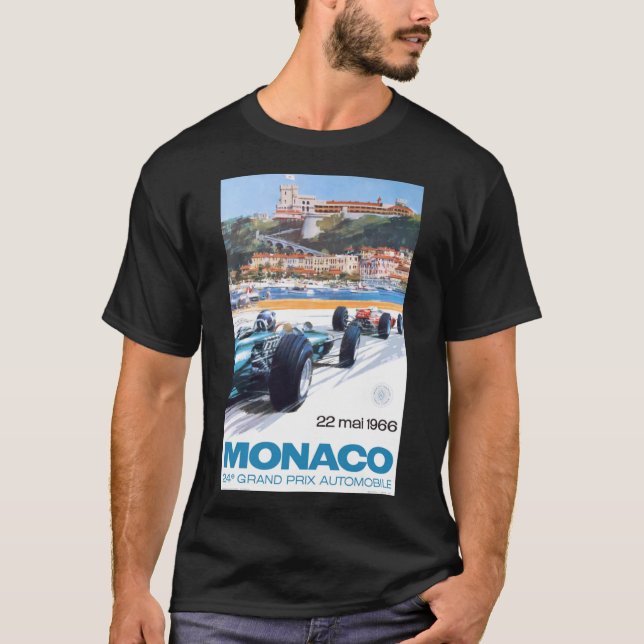 1966 MONACO Grand Prix Tävla Poster Classic T-Shi T Shirt (Framsida)