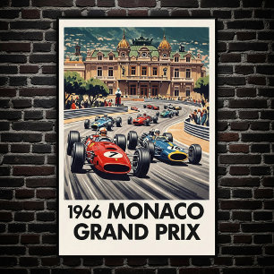 1966 Monaco Grand Prix Vintage Wall Poster