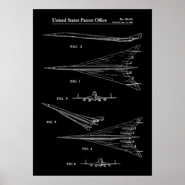 1966 NASA-flygplanspatent Poster (Framsidan)