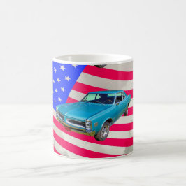 1966 Pontiac Le Mans och amerikanska flaggan Kaffemugg