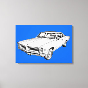 1966 Pontiac Lemans Car Illustration Canvastryck