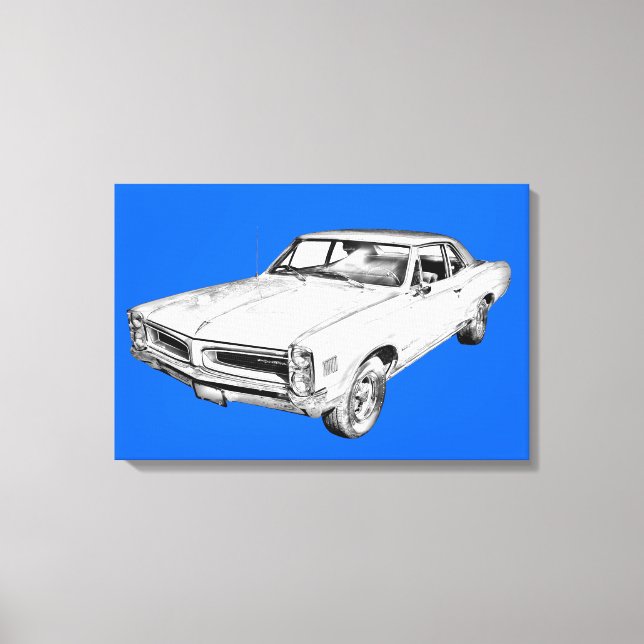 1966 Pontiac Lemans Car Illustration Canvastryck (Framsida)