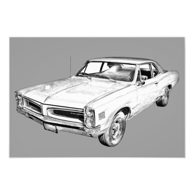 1966 Pontiac Lemans Car Illustration Fototryck (Framsidan)