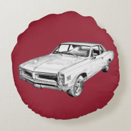 1966 Pontiac Lemans Muskulärbil Illustration Rund Kudde