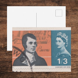 1966 Robert Burns Postage Stamp | Antique Literary Vykort