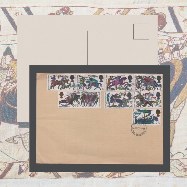 1966 Slaget vid Hastings Första Dagens Kuvert | Me Vykort (Battle of Hastings Norman Conquest Royal Mail Vintage postage stamps antique snail mail history gift)