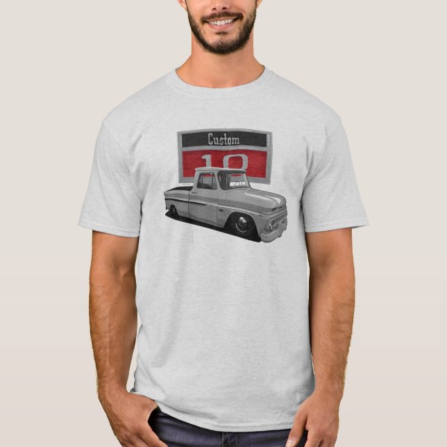 1966 Slammed Chevy C10 Lastbil T-Shirt (Framsida)