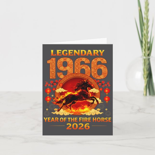 1966 Year Of The Fire Horse 60th Birthday Chinese  Kort (Framsida)