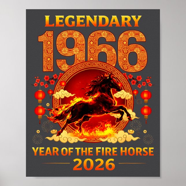 1966 Year Of The Fire Horse 60th Birthday Chinese  Poster (Framsidan)