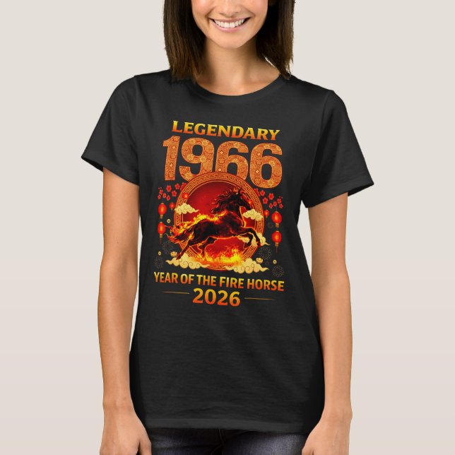 1966 Year Of The Fire Horse 60th Birthday Chinese  T Shirt (Framsida)