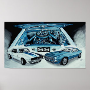 1967 1968 Chevy Camaro SS ART DESIGN by VinnyFish Poster
