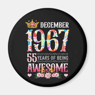 1967 55:e födelsedagen 55:e Fantastisk-Blommigten Magnet
