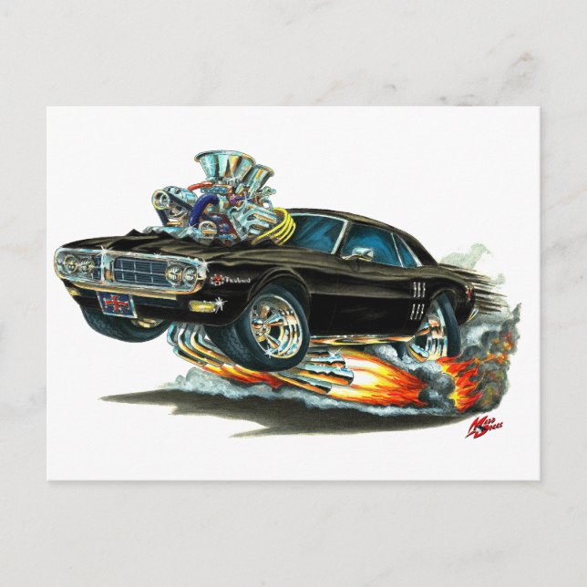 1967-68 Brandfågelsvart bil Vykort (Framsida)