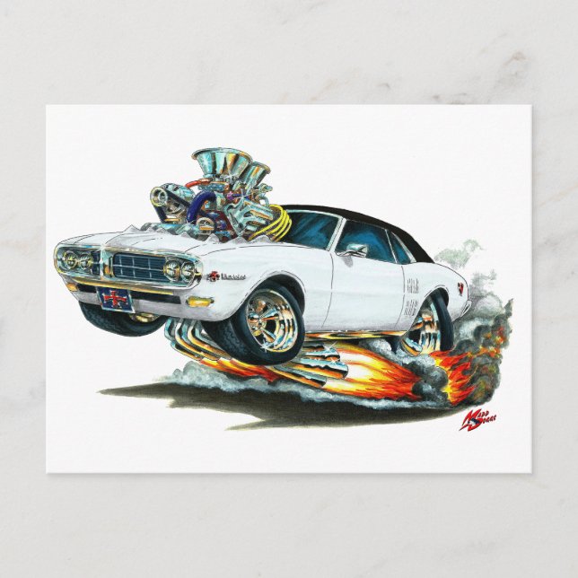 1967-68 Firebird White-Black Top Vykort (Framsida)