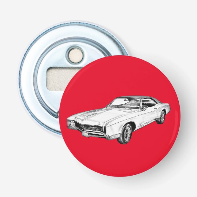1967 Buick Riviera Classic Car Illustration Flasköppnare (Framsidan)