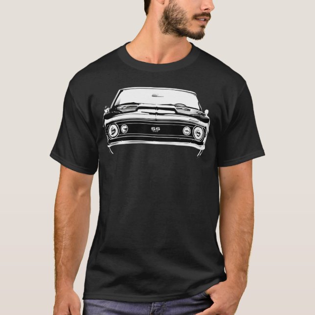 1967 Camaro Ss Front Grill View Silhouette Muscle  T Shirt (Framsida)