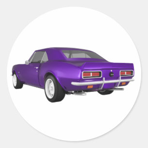 1967 Camaro SS: Lila Avslutar: 3D-modell: Runt Klistermärke