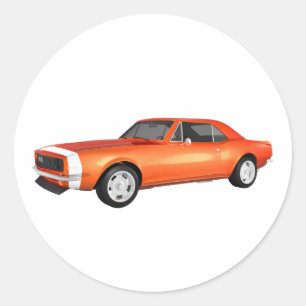 1967 Camaro SS: Orangen Avslutar: 3D-modell: Runt Klistermärke