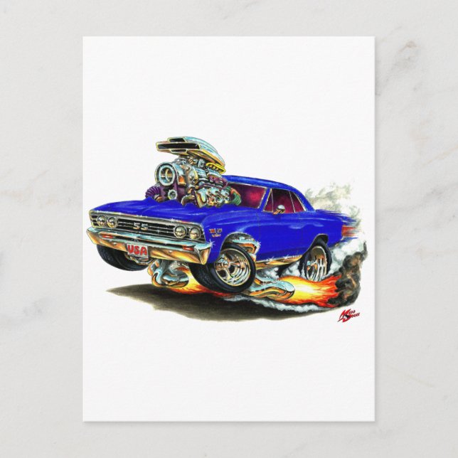 1967 Chevelle Mörk blått Car Vykort (Framsida)