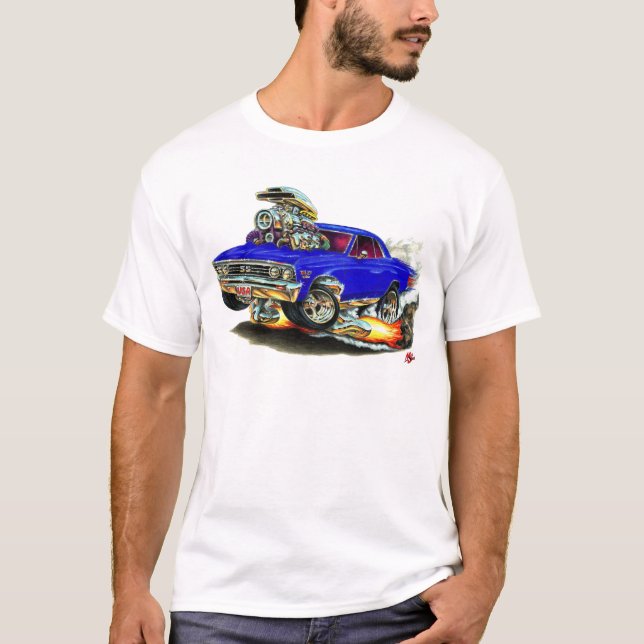 1967 Chevelle mörk - blåttbil T-shirt (Framsida)