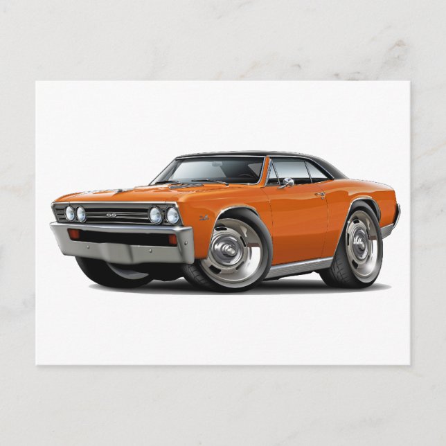 1967 Chevelle Orange Black Top Vykort (Framsida)