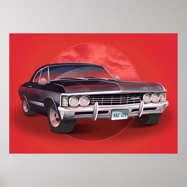 1967 Chevorlet Impala Supernatural TV SHow Poster (Framsidan)