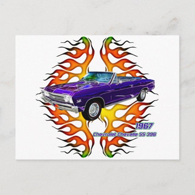 1967 Chevy Chevelle av Fractal Tees(TM) Vykort (Framsida)