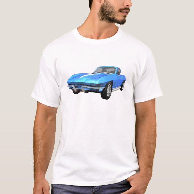 1967 Corvette Sports Car: Blue Avsluta: Tee (Framsida)