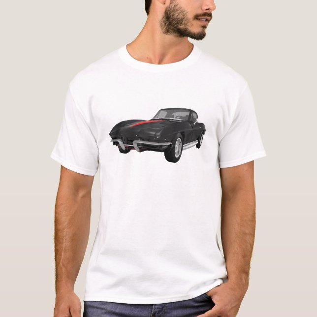 1967 Corvette Sports Car: Svart Avsluta: Tee (Framsida)