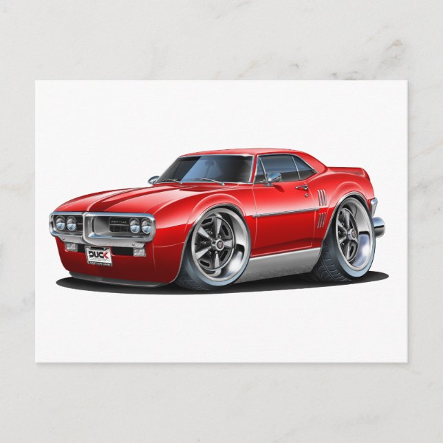 1967 Firebird Röd Bil Vykort (Framsida)