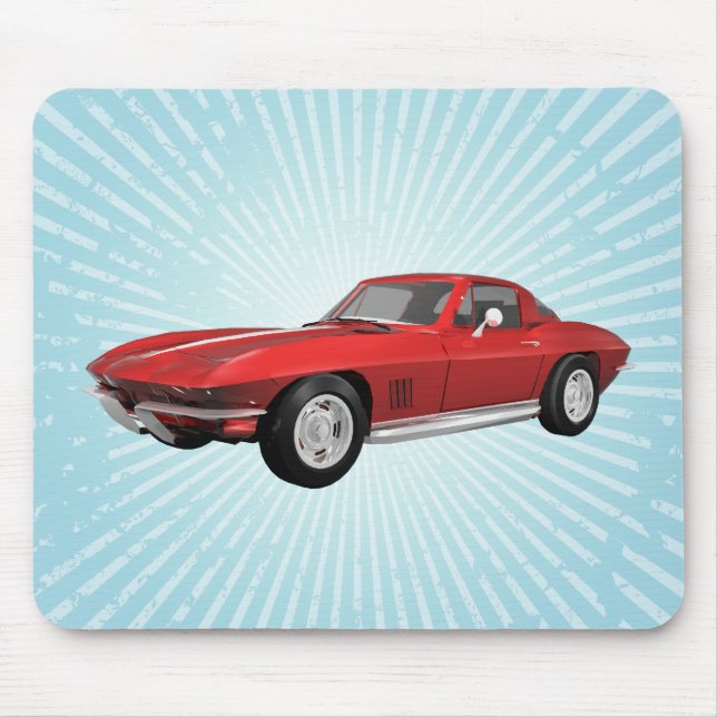 1967 Korvette: Idrottsbil: Röd Avsluta: Mousepad Musmatta (Framsidan)