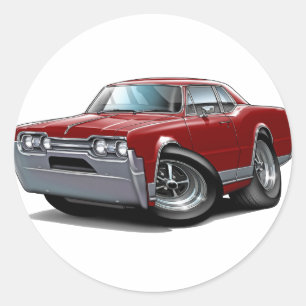 1967 Olds Cutlass Maroon Car Runt Klistermärke