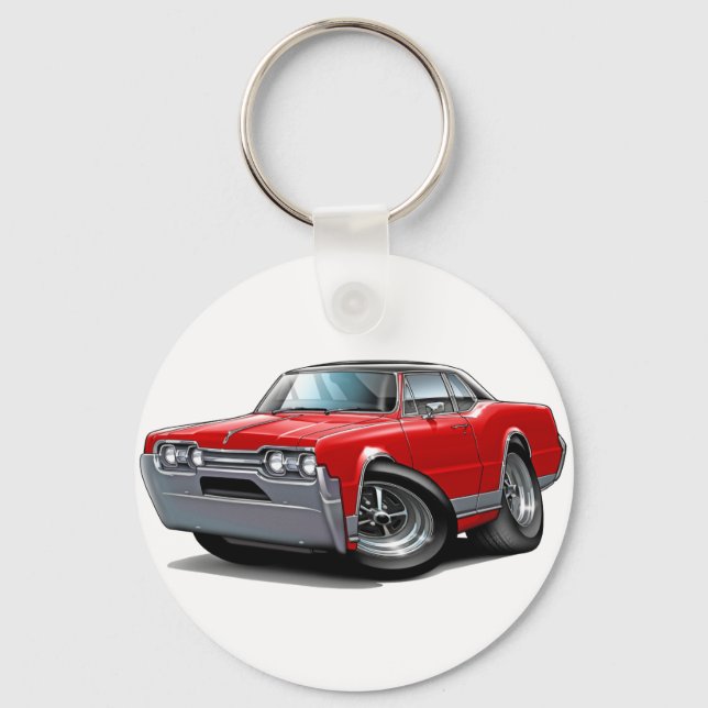 1967 Olds Cutlass Red-Black Car Nyckelring (Framsida)