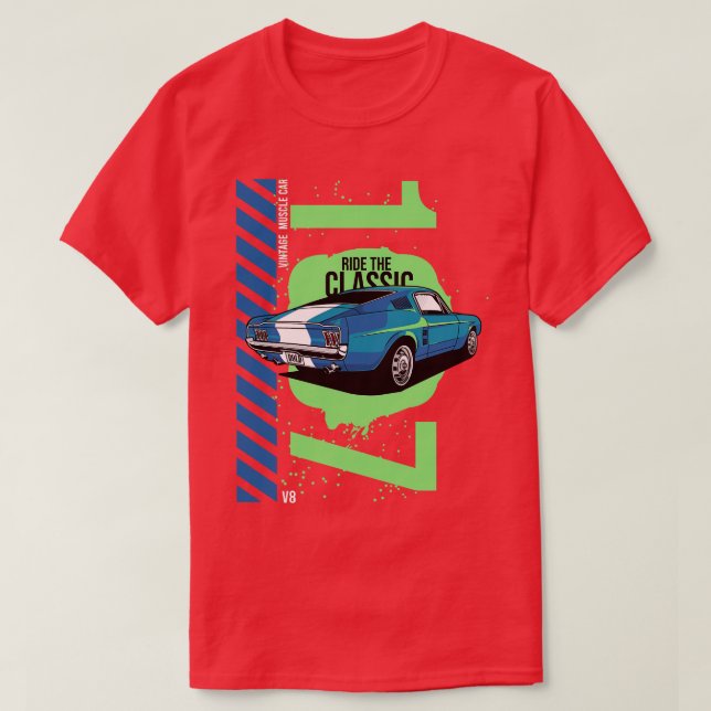 1967 Patriotic American V8 Muscle Pony Mustang 1 T Shirt (Design framsida)