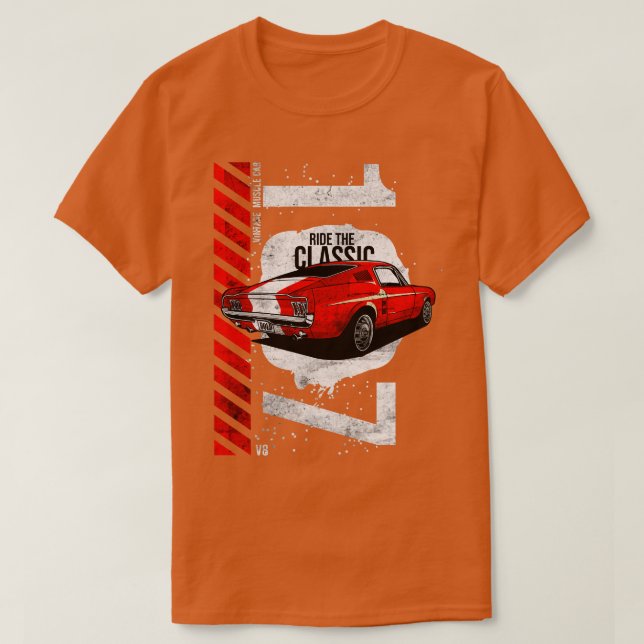 1967 Patriotic American V8 Muscle Pony Mustang T Shirt (Design framsida)