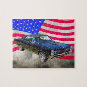 1967 Pontiac GTO och amerikanska flaggan Pussel