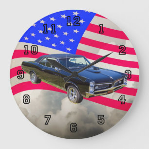 1967 Pontiac GTO och amerikanska flaggan Stor Klocka