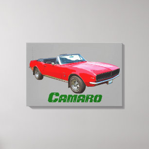 1967 röda konvertibla Camaro muskelbil Canvastryck