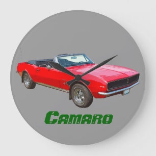 1967 röda konvertibla Camaro muskelbil Stor Klocka