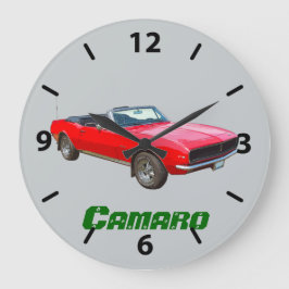 1967 röda konvertibla Camaro muskelbil Stor Klocka